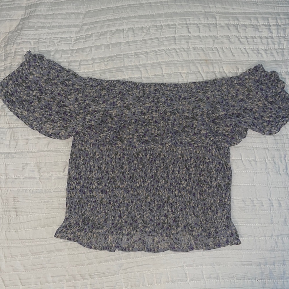 Smocked off-shoulder floral top